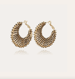 Gas Bijoux Jewelry Gas Bijoux oorbellen 567050 Izzia strass earrings black gold 3 cm