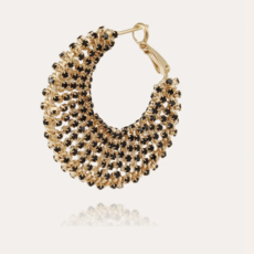 Gas Bijoux Jewelry Gas Bijoux oorbellen 567050 Izzia strass earrings black gold 3 cm