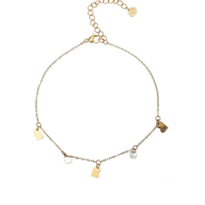 Rose & Camellia Rose & Camellia Enkelbandje Anklet mini hearts & stones gold
