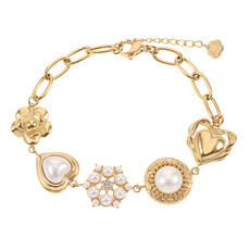 Rose & Camellia Rose & Camellia armband 14501 Vintage bracelet pearl heart gold 16 + 3 CM