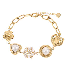 Rose & Camellia Rose & Camellia armband 14501 Vintage bracelet pearl heart gold 16 + 3 CM
