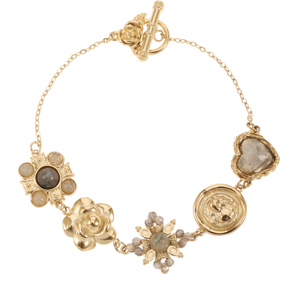 Rose & Camellia Rose & Camellia armband 415508 Vintage bracelet pearl heart gold 17 CM