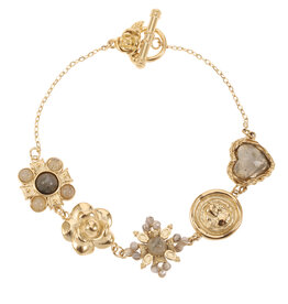 Rose & Camellia Rose & Camellia armband 415508 Vintage bracelet pearl heart gold 17 CM