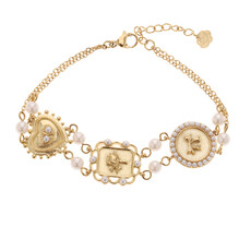 Rose & Camellia Rose & Camellia armband 14502 Vintage bracelet pearl heart gold 16 + 3 CM