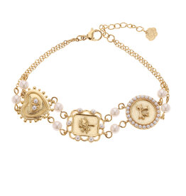 Rose & Camellia Rose & Camellia armband 14502 Vintage bracelet pearl heart gold 16 + 3 CM