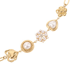 Rose & Camellia Rose & Camellia armband 14501 Vintage bracelet pearl heart gold 16 + 3 CM