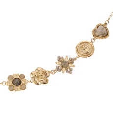 Rose & Camellia Rose & Camellia armband 415508 Vintage bracelet pearl heart gold 17 CM