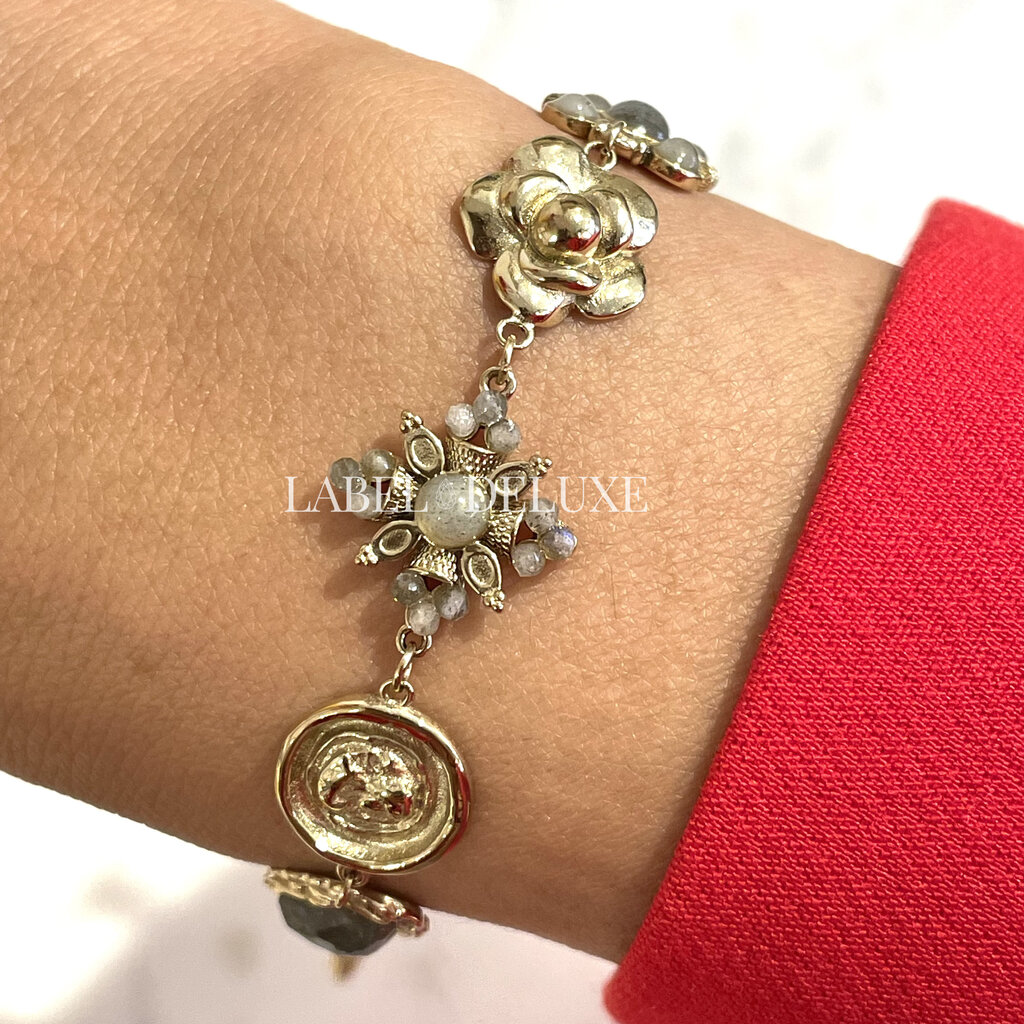 Rose & Camellia Rose & Camellia armband 415508 Vintage bracelet pearl heart gold 17 CM