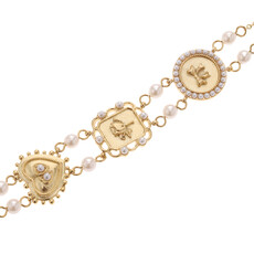 Rose & Camellia Rose & Camellia armband 14502 Vintage bracelet pearl heart gold 16 + 3 CM