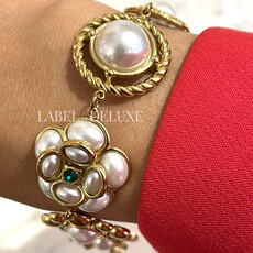 Rose & Camellia Rose & Camillia armband 4504 Bracelet Vintage flowers green & pearl gold 16 + 3 CM