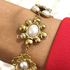 Rose & Camellia Rose & Camillia armband 4504 Bracelet Vintage flowers green & pearl gold 16 + 3 CM
