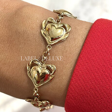 Rose & Camellia Rose & Camellia armband 13502 Bracelet Big hearts gold 16 + 3 CM