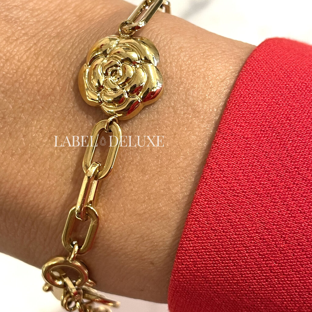 Rose & Camellia Rose & Camellia armband 12509 Bracelet big chain flower Gold 16 + 3 CM
