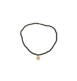 Rose & Camellia Rose & Camellia armband 3958 Bracelet black with smiley star elastic