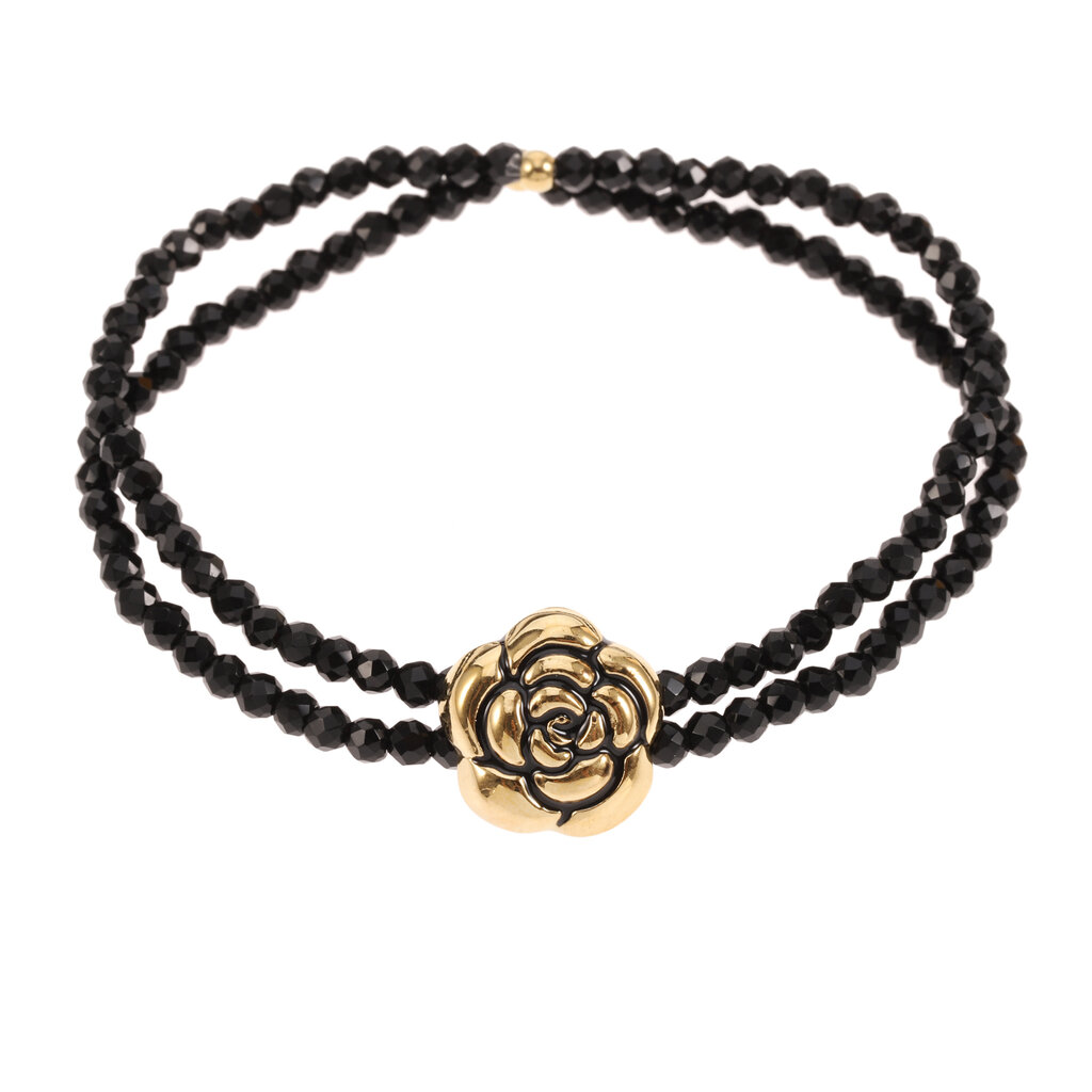 Rose & Camellia Rose & Camellia armband 8953 Bracelet Vintage Rose black gold elastic