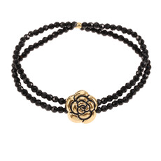 Rose & Camellia Rose & Camellia armband 8953 Bracelet Vintage Rose black gold elastic