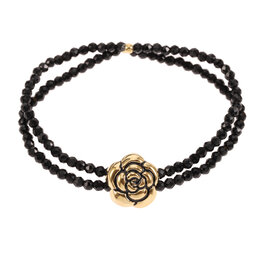 Rose & Camellia Rose & Camellia armband 8953 Bracelet Vintage Rose black gold elastic