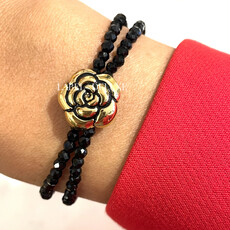 Rose & Camellia Rose & Camellia armband 8953 Bracelet Vintage Rose black gold elastic