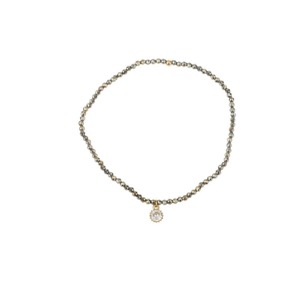 Rose & Camellia Rose & Camellia armband 3952 Bracelet blue grey stones elastic