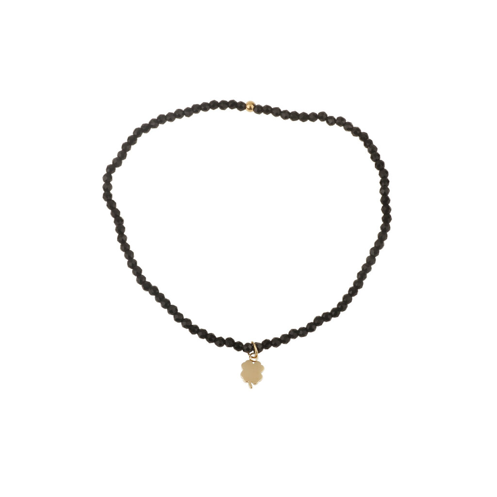 Rose & Camellia Rose & Camellia armband 3957 Bracelet black with golden clover elastic