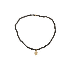 Rose & Camellia Rose & Camellia armband 3957 Bracelet black with golden clover elastic