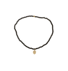 Rose & Camellia Rose & Camellia armband 3957 Bracelet black with golden clover elastic