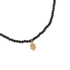 Rose & Camellia Rose & Camellia armband 3957 Bracelet black with golden clover elastic