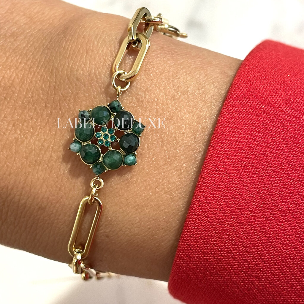 Rose & Camellia Rose & Camellia armband 808957 Bracelet fantasy flower green gold 16 + 3 CM