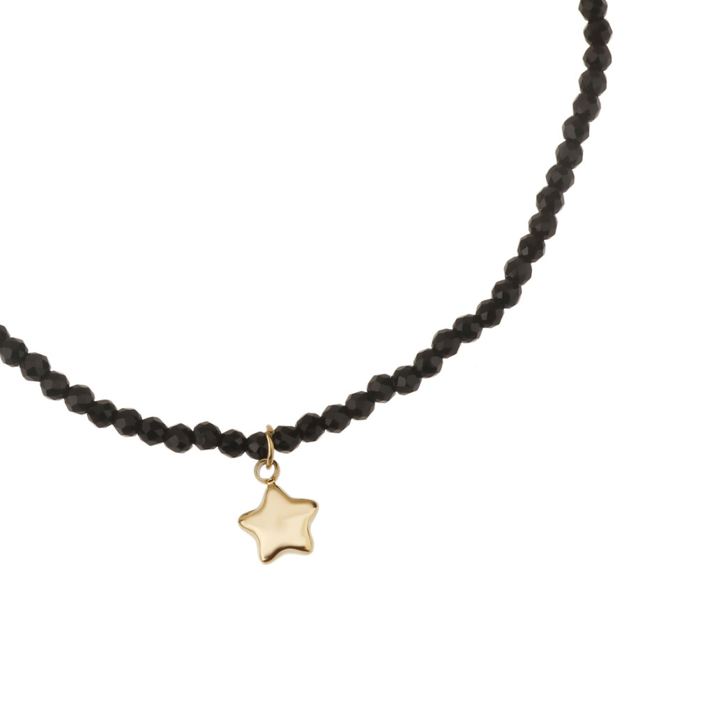 Rose & Camellia Rose & Camellia armband 3955 Bracelet black with golden star elastic