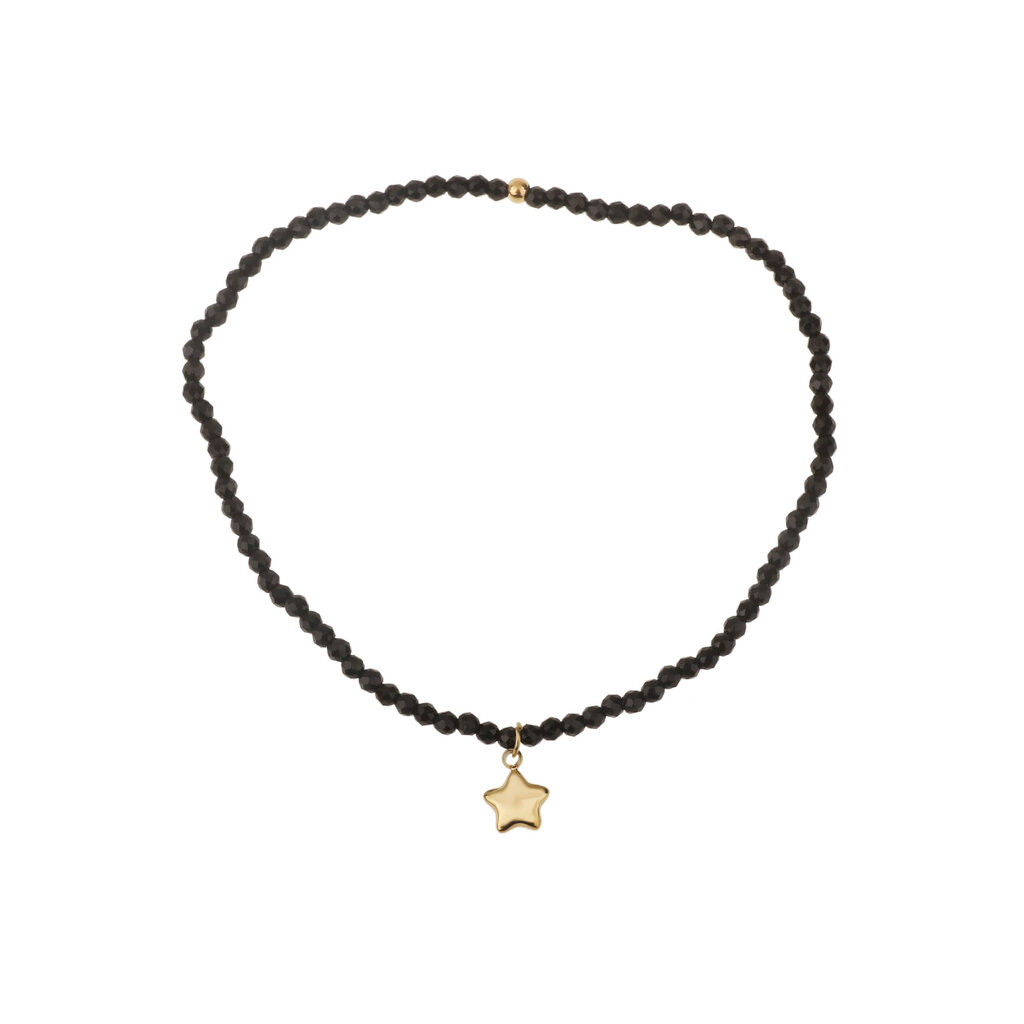 Rose & Camellia Rose & Camellia armband 3955 Bracelet black with golden star elastic