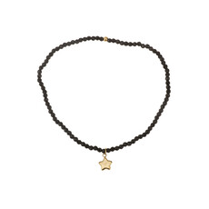 Rose & Camellia Rose & Camellia armband 3955 Bracelet black with golden star elastic