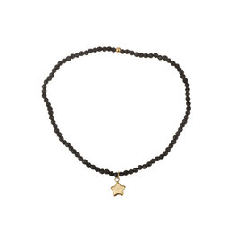 Rose & Camellia Rose & Camellia armband 3955 Bracelet black with golden star elastic