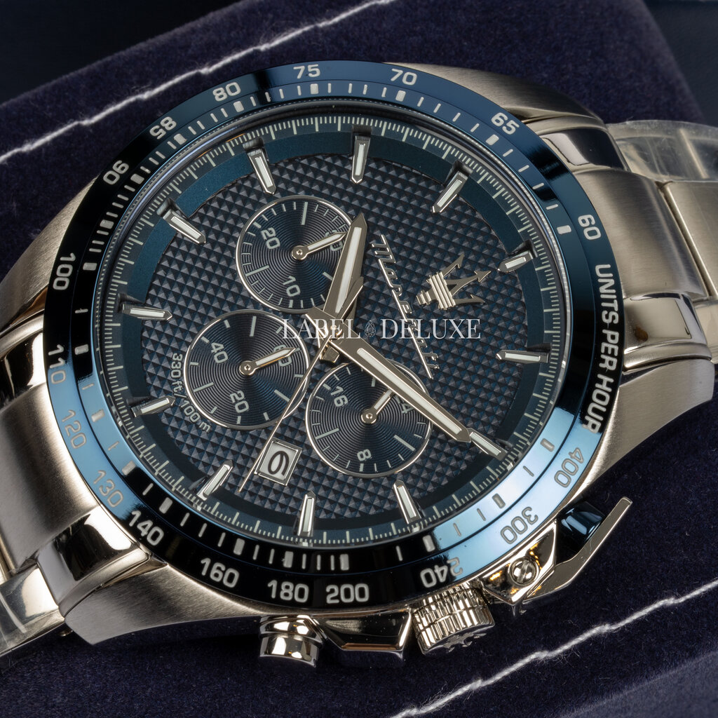 Maserati Maserati R8873612043 Traguardo chronograaf watch (zilver/blauw) 45mm heren horloge