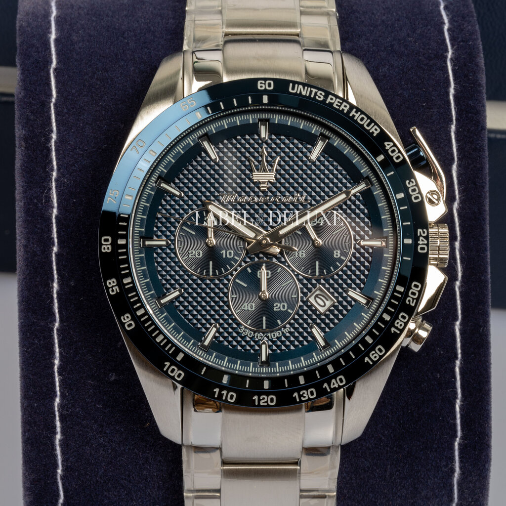 Maserati Maserati R8873612043 Traguardo chronograaf watch (zilver/blauw) 45mm heren horloge