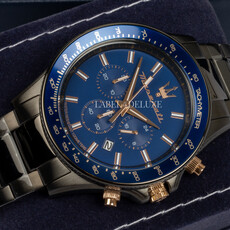 Maserati Maserati R8873640001 Sfida chronograaf watch (gunmetal/blauw-rosé goud) 44mm  heren horloge