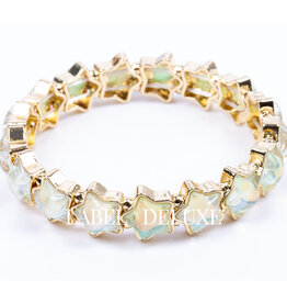 Label Deluxe Bijoux Label Deluxe armband LDLBRA00205 Bracelet elastic star green gold 16.5 CM