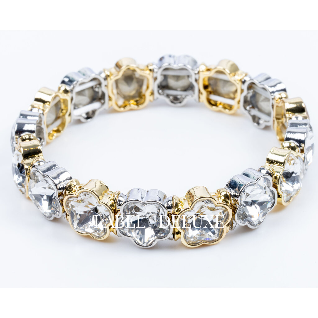 Label Deluxe Bijoux Label Deluxe armband LDLBRA00733 Bracelet elastic  round stars silver gold 16 CM