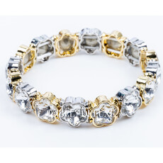Label Deluxe Bijoux Label Deluxe armband LDLBRA00733 Bracelet elastic  round stars silver gold 16 CM
