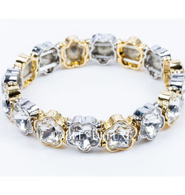 Label Deluxe Bijoux Label Deluxe armband LDLBRA00733 Bracelet elastic  round stars silver gold 16 CM