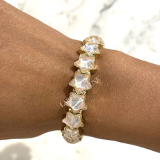 Label Deluxe Bijoux Label Deluxe armband LDLBRA00795 Bracelet elastic stars pink gold 16.5 CM