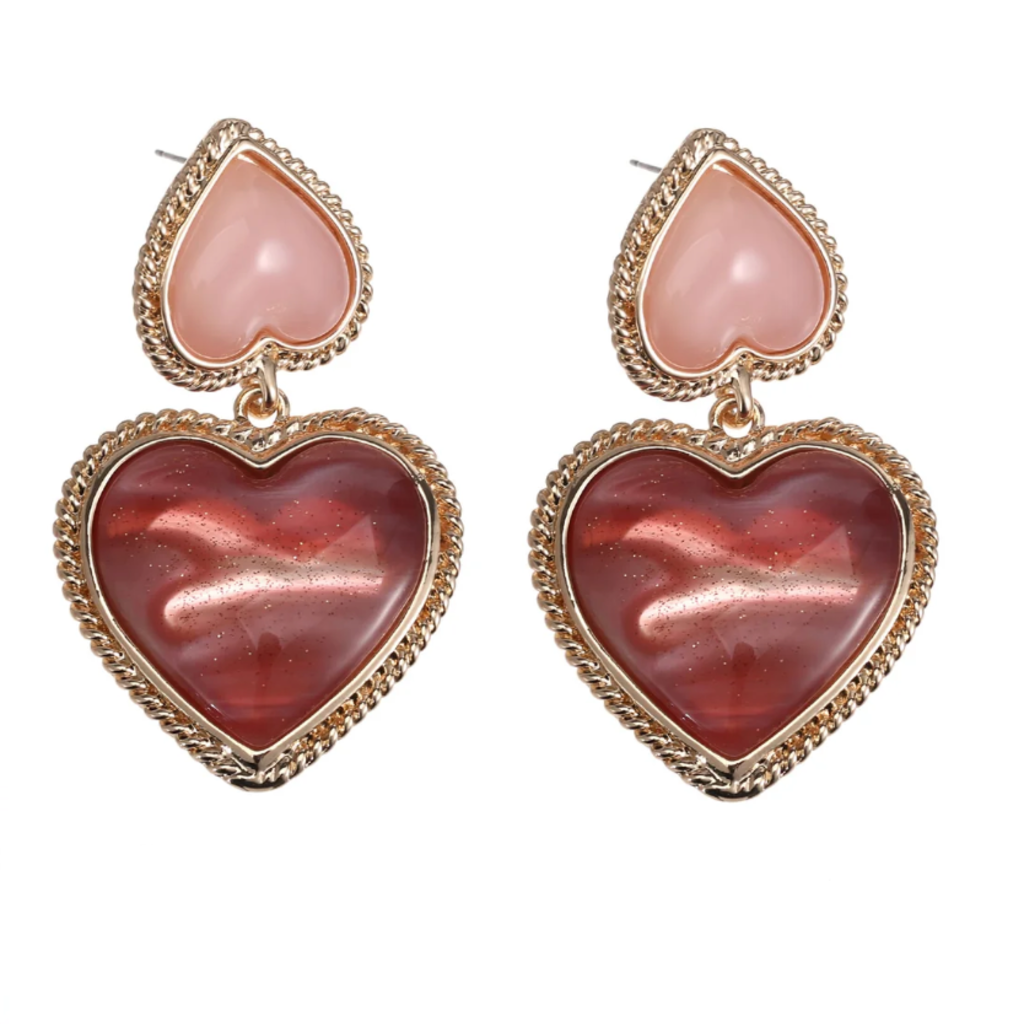 Label Deluxe Bijoux Candy's oorbellen 6955 Earrings hearts red pink gold 6 CM