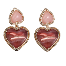 Label Deluxe Bijoux Candy's oorbellen 6955 Earrings hearts red pink gold 6 CM