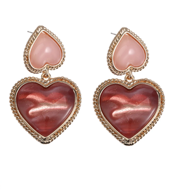 Label Deluxe Bijoux Candy's oorbellen 6955 Earrings hearts red pink gold 6 CM