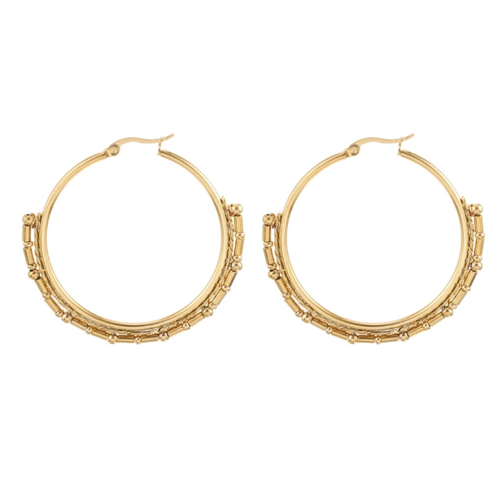 Label Deluxe Bijoux By JG oorbellen 08955 Earrings hoops gold 5 CM
