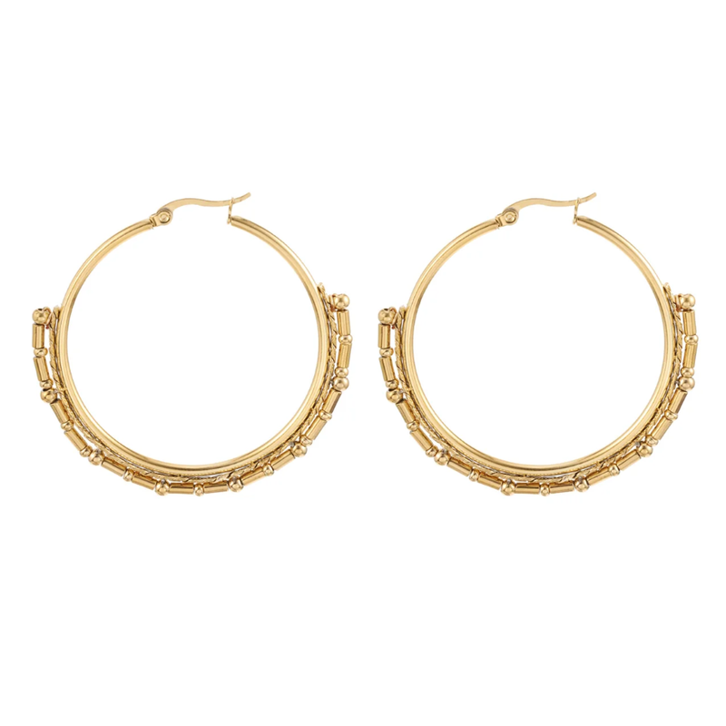 Label Deluxe Bijoux By JG oorbellen 08955 Earrings hoops gold 5 CM
