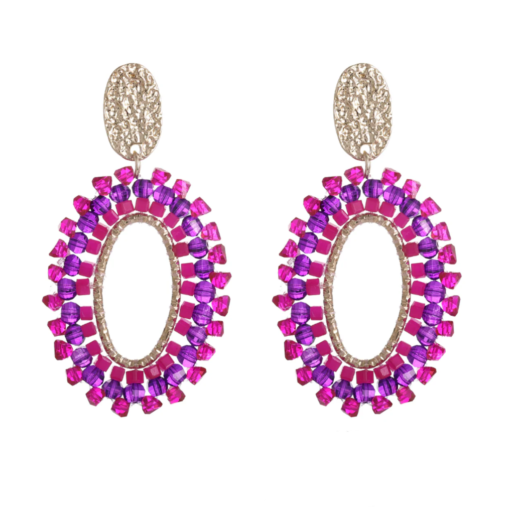 Label Deluxe Bijoux Candy's oorbellen 055959 Earrings pink purple gold 6.5 CM