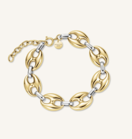 Rosefield Rosefield  armband JBCDD-J1053 Bracelet Coffee Bean Duotone silver gold 17 + 3 CM