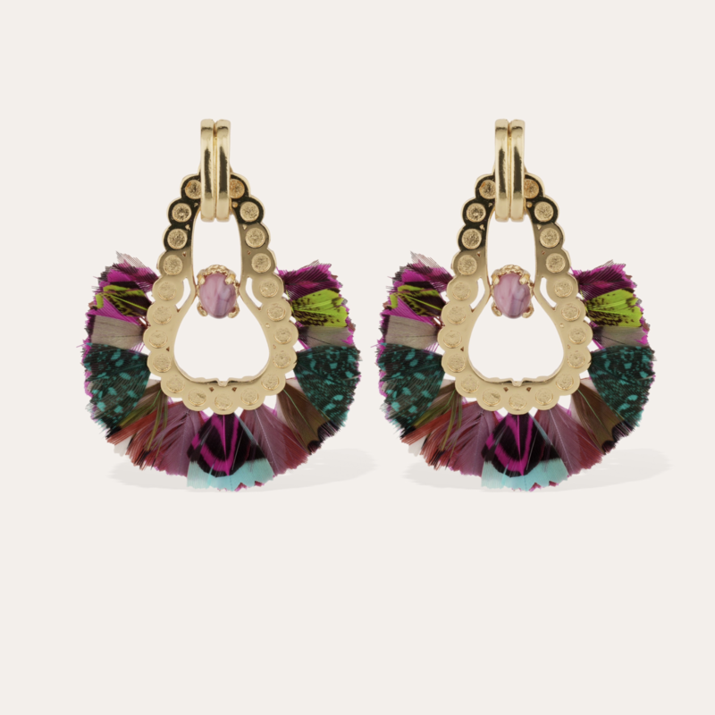 Gas Bijoux Jewelry Gas Bijoux oorbellen 653248 Earrings Fortaleza Pink blue gold 6.5 CM