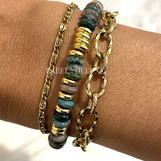 Label Deluxe Bijoux Label Deluxe armband LDLBRA000238 Bracelet Indiase agaat gold SS 17 + 5 CM