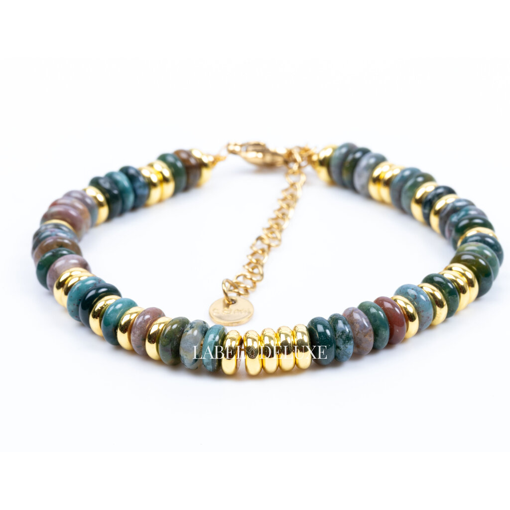 Label Deluxe Bijoux Label Deluxe armband LDLBRA000238 Bracelet Indiase agaat gold SS 17 + 5 CM